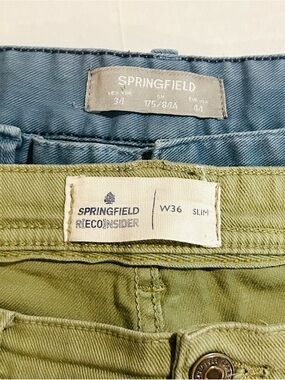 Springfield Jean Shorts Set of (2) Blue and Green Men's 36 Organic Cotton Spain